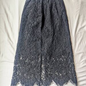 Elegant Lace Midi Skirt - Black